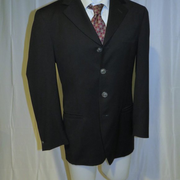 Istante by Versace Vintage Solid Black Four Metal Button Sport Coat 38R - Picture 6 of 12